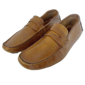 Di Bianco SPQR Brown Leather Driving Loafers Men's Size 9.5 Italian Leather